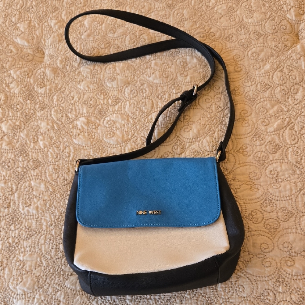 Nine West Black, Blue, and White Crossbody Bag